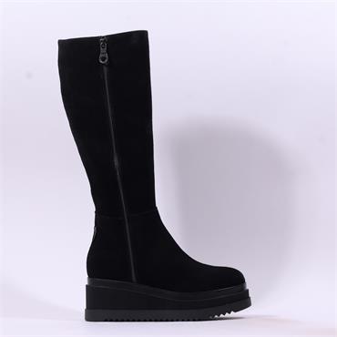 Marco Moreo Stockholm Side Zip Knee High - Black Suede